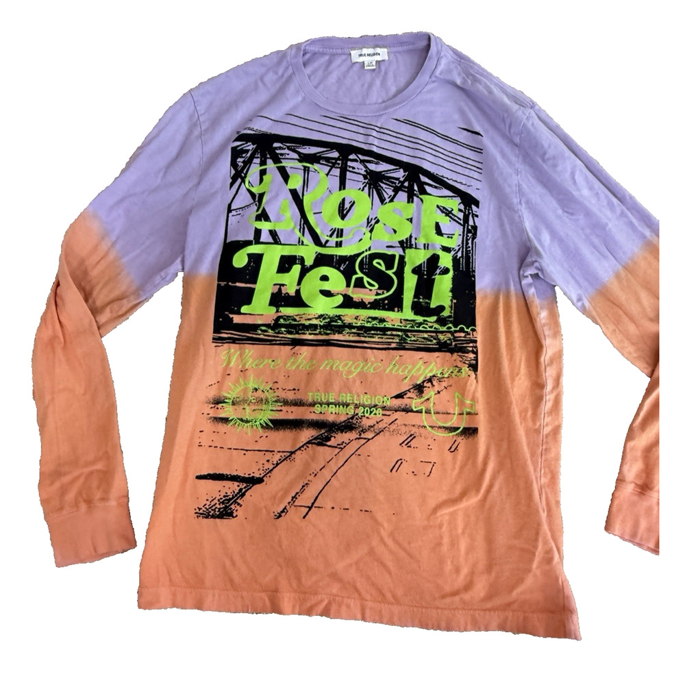 True Religion‎ Rose Fest 2020 Bank Tee Long Sleeve Men Size Large